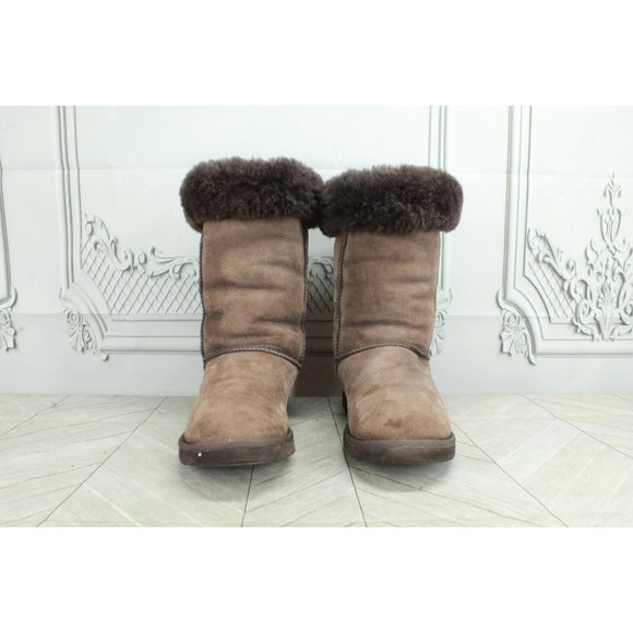UGG Australia Classic Tall 5815 Brown Suede Shearling Lined Winter Boots Size 7 - Picture 4 of 9